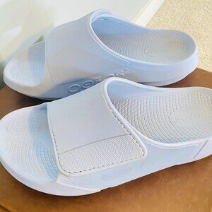 OOFOS Sport Flex Slides, Ice Blue/Light Blue